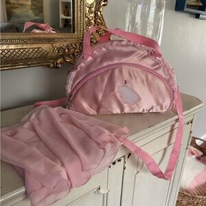 Pink Ballet Bag with Ruffle Trim and Kids Ballet Skirt